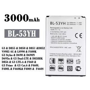 Baterie telefon mobil BL-53YH pentru LG G3 / G3 Stylus / G3 Dual-LTE / G3 LTE-A / G3 Prime