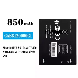 Baterie telefon mobil CAB3120000C1 pentru Alcatel 2017B/510A/798/OT-800/OT-880A/OT-710/A392A