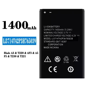 Baterie telefon mobil Li3714T42P3H765039 pentru ZTE Blade A3/T220/AF3/A5/F5/T230/T221